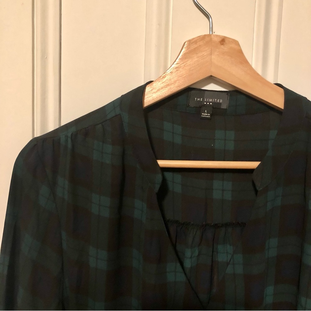 The Limited Plaid Wrap Blouse